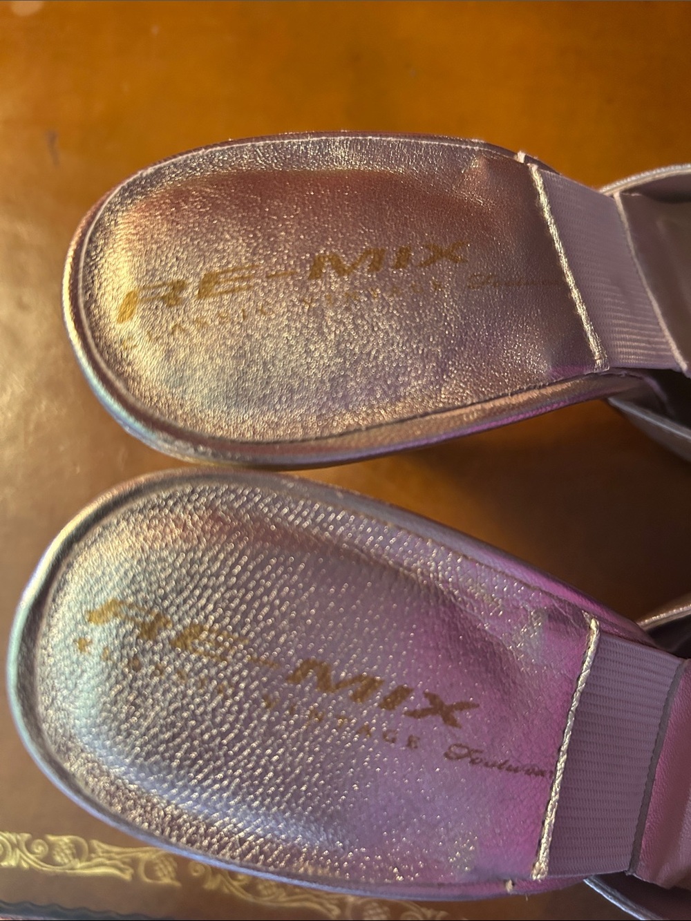 Re-Mix Vintage Shoes Pearl Gold Springolators High Heels Mules 7 - Picture 2 of 5